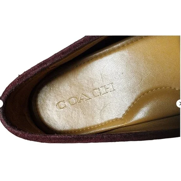 COACH Amber Suede Loafer Size 8B Burgundy Comfort Driver - Picture 6 of 9